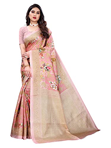 Siril Women’S Floral Printed Art Silk Saree With Blouse Piece (2108S237_Rose Pink)