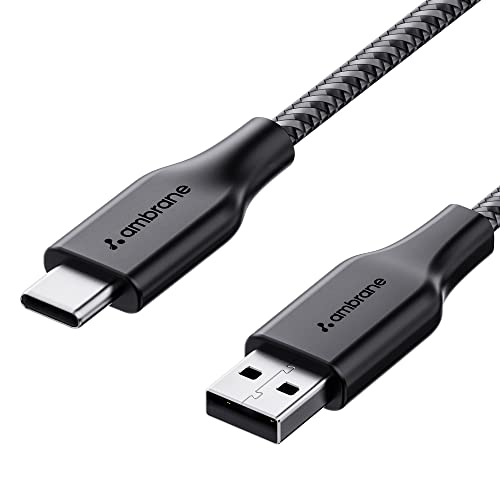 Ambrane Unbreakable 60W / 3A Fast Charging 1.5M Braided Type C Cable For Smartphones, Tablets, Laptops & Other Type C Devices, Pd Technology, 480Mbps Data Sync, Quick Charge 3.0 (Rct15A, Black)