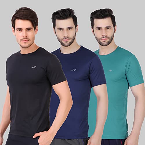 Vector X OMT-168 Men’s Polyester Half Sleeve Round Neck T-Shirt (Pack of 3)