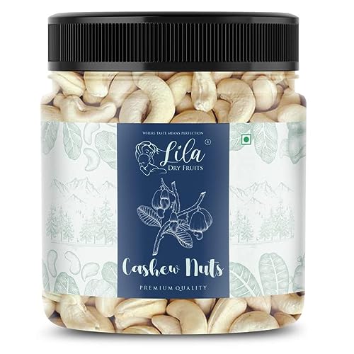 LILA DRY FRUITS 100% Natural Premium Whole Cashews | Whole Crunchy Cashew | Premium Kaju nuts | Nutritious & Delicious | Gluten Free | Source of Minerals & Vitamins | Dry Fruits| Jar Pack (500gm*2)