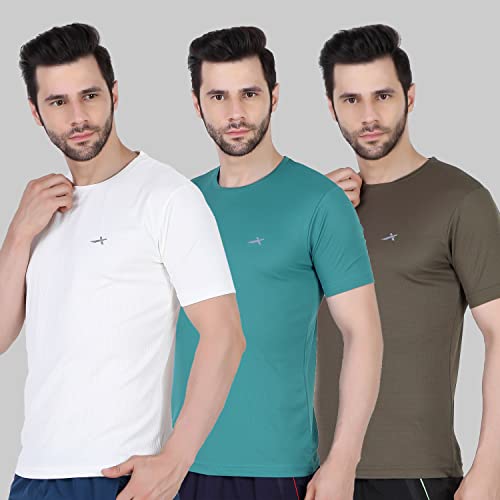 Vector X OMT-168 Men’s Polyester Half Sleeve Round Neck T-Shirt (Pack of 3)