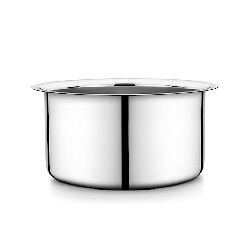 Steelcraft Premium Stainless Steel 12 22G Flat Bottom Tope, Silver Colour|Sturdy and Durable | Capacity- 1900ml |Induction and Gas Stove Compatible| Set of 1