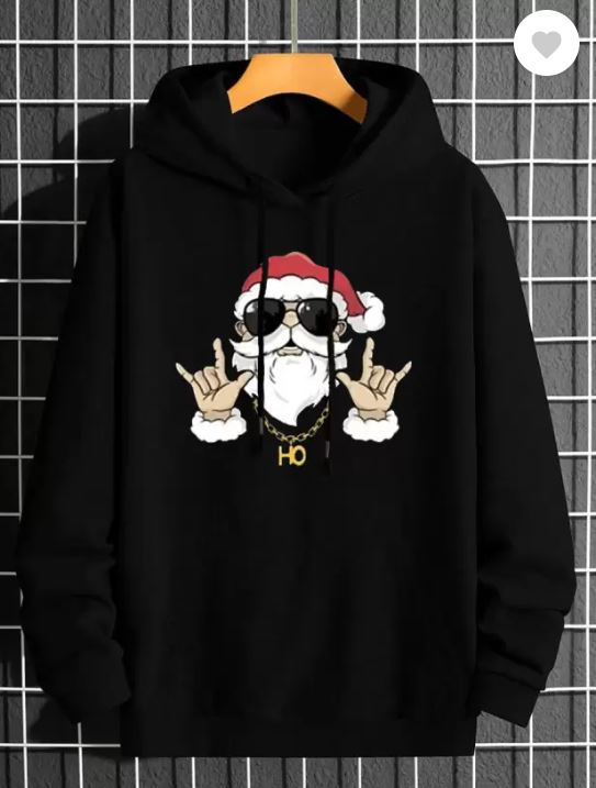 Men Printed Hooded Neck Cotton Blend Black T-Shirt