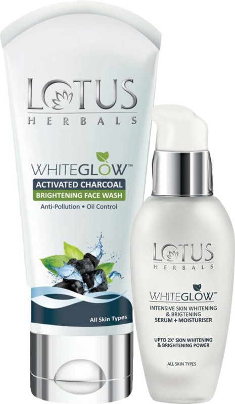 Lotus Herbals The Whitening Glow ( Charcoal Brightening Facewash _100G + Serum + Moisturiser_30 Ml )(2 Items In The Set)