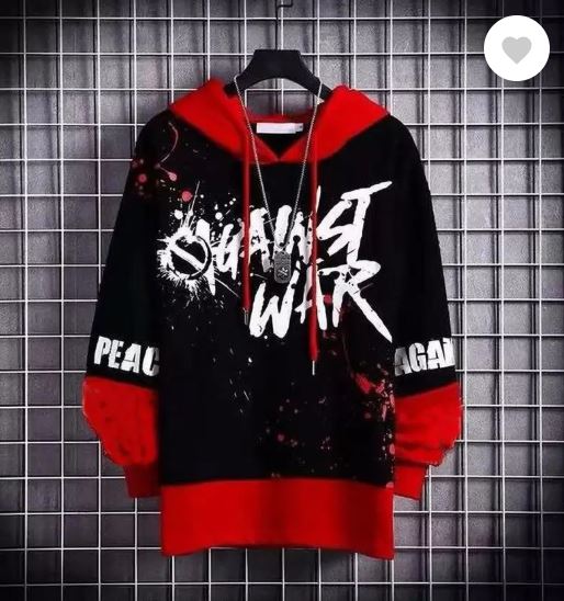 Men Typography Hooded Neck Cotton Blend Black T-Shirt