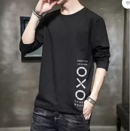 Men Printed Round Neck Cotton Blend Dark Blue T-Shirt