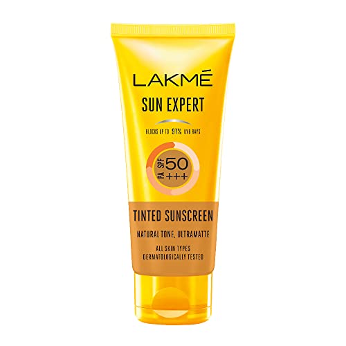 Lakme Sun Expert, SPF 50 PA+++ Tinted Sunscreen, 50g, for Sun Protection with Natural Matte Finish, Dermatologically Tested, Non- Sticky Formula, For All Skin Types