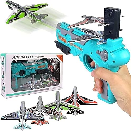 GRAPHENE Airplane Launcher Gun,Safe and Fun Shooting Guns for Kids,Paper Foam Gliders for Quick and Easy Operation,Nearly Unbreakable Plastic,Ideal for Kids Ages,Multicolor