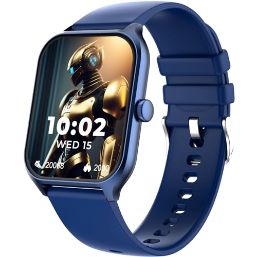 beatXP Marv Sense 1.96″ Ultra HD Large Display Bluetooth Calling Smart Watch, Metal Body, Rotary Crown, 320 * 386px, 500 Nits, 60Hz Refresh Rate, 100+ Sports Modes, 24×7 Health Monitoring (Blue)