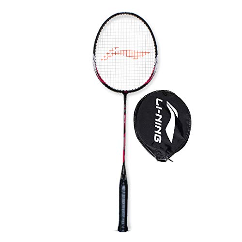 Li-Ning XP-60-IV Strung Aluminum Badminton Racket With Free Head Cover(Black/Pink,Set of 1)