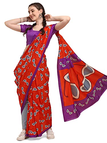 EthnicJunction Women’s Silk Blend Printed Saree With Blouse Piece (EJ7023-Chasma-Purple_Red&Purple)