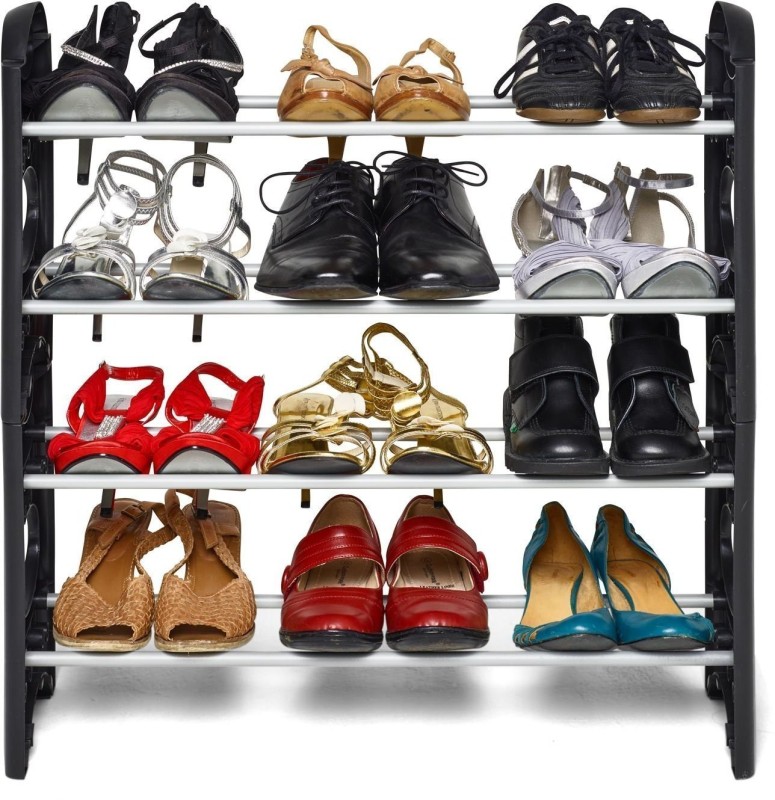 Ebee Store Metal Shoe Stand(Black, 4 Shelves, Diy(Do-It-Yourself))