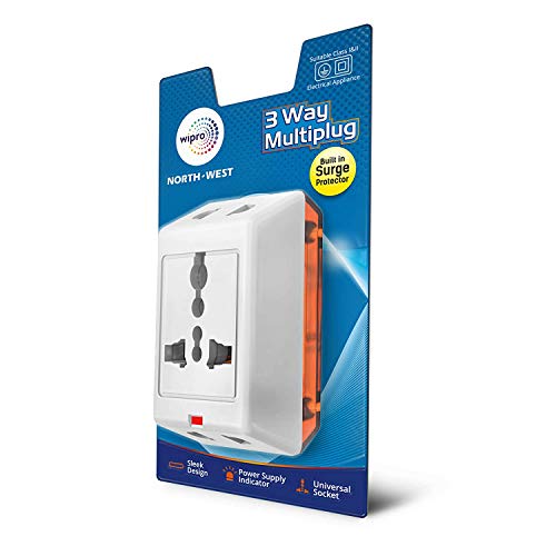 Wipro 3 Way multiplug with Built in Surge Protector