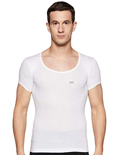 LUX VENUS Men’s Solid Vest (Pack of 5) (Venus_WH_RNS_5PC_White_80 cm)