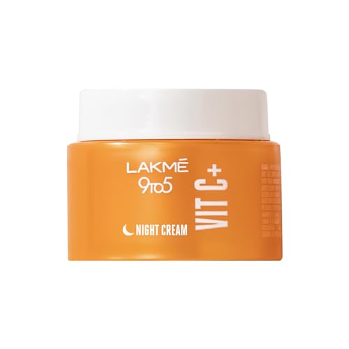 Lakme 9to5 0.5% Active Vitamin C+ Night Cream for Face | Wake up to brighter & glowing skin | For Dry, Oily, Normal, Sensitive & Combination Skin | 50 g