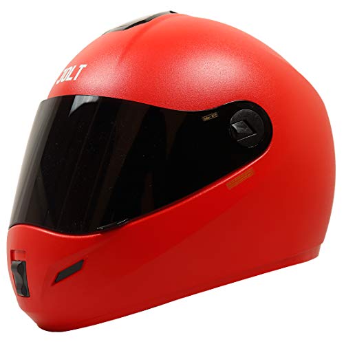 Steelbird SB-39 Jolt 7Wings Classic Full Face Helmet (Large 600 MM, Red Helmet Fitted with Clear Visor and Extra Smoke Visor)