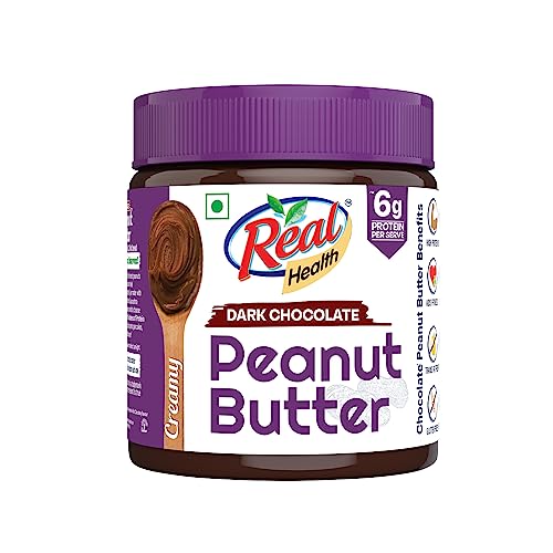 DABUR Real Health Dark Chocolate Peanut Butter -Creamy| High Protein with 6g Protein per serve| For Fitness conscious | Zero Trans Fat | Gluten Free – 350g