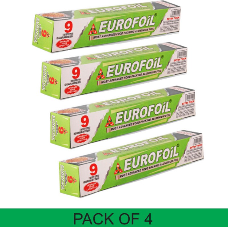 EUROFOIL 9 Mtr (Pack of 4) Silver Aluminium Foil Roll for Food Packing Aluminium Foil(Pack of 4, 45 m)