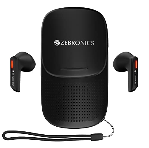 ZEBRONICS Sound Bomb X1 3-in-1 Wireless Bluetooth v5.0 In Ear Earbuds, Speaker Combo with 30 Hour Backup, Built-in LED Torch, Call Function, Voice Asst, Type C(Black)