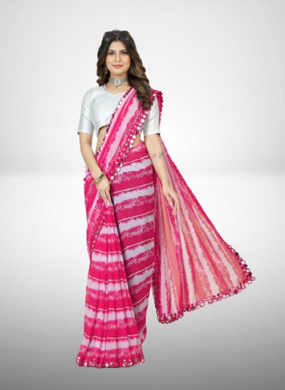 GAVUBAA Embroidered, Solid/Plain Bollywood Georgette, Net Saree(Magenta)