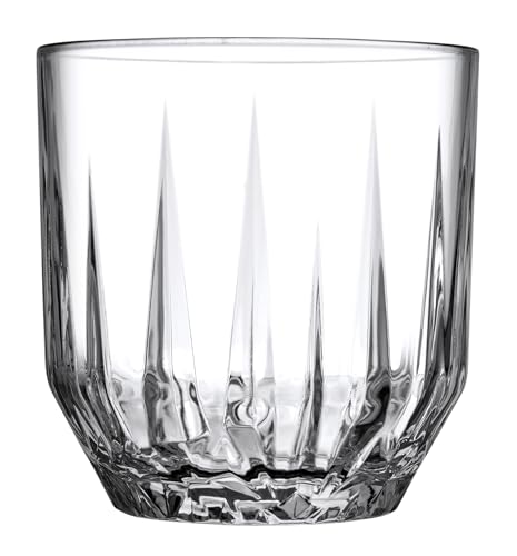 Pasabahce Echo Glass Whisky Glass from House of Pasabahce The Original Pasabahce from Turkey, Transparent Echo Whisky Glass Set, 300 ml in Set of 6 Pcs, Perfect fit for Whisky/Juice.