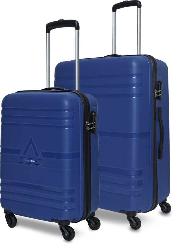 ARISTOCRAT Airstop Cabin & Medium (Set Of 2) Blue, Hardcase, 4 Wheels,7 Year Warranty Cabin & Check-in Set – 25 Inch