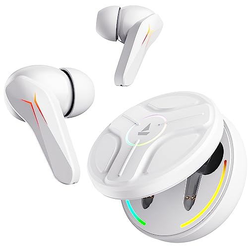 boAt Immortal 141 in Ear TWS Gaming Earbuds with ENxᵀᴹ Tech, Up to 40 Hours Playtime, BEASTᵀᴹ Mode, IPX4 Resistance, IWPᵀᴹ Tech, RBG Lights, & USB Type-C Port(White Sabre)