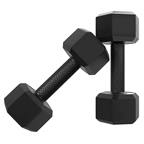 Star X Hexa PVC 1KG Fixed Dumbbell Set for Home Gym Workout, Dumbells for Fitness (Black Hexa 1KG x 2 Dumbbell (2KG))