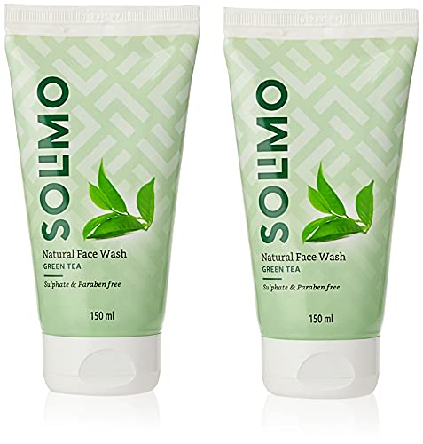 Amazon Brand – Solimo Green Tea Face Wash, 150ml (Pack of 2)