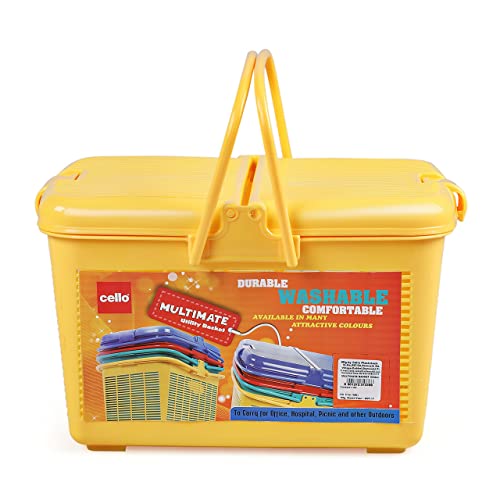 Cello Multimate Plastic Small Laundry Basket (Yellow)