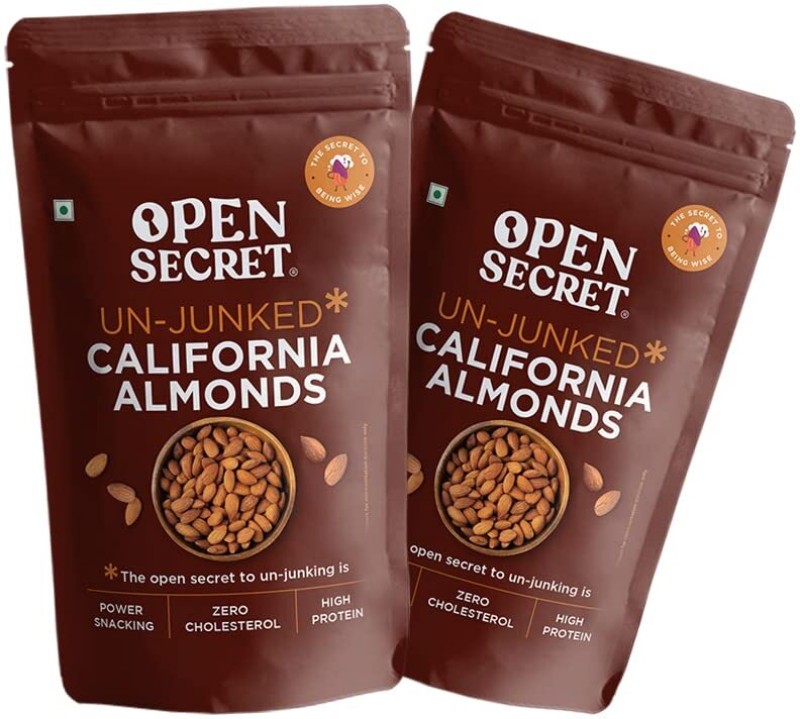 OPEN SECRET Premium Californian | 100% Natural|Tasty, Crunchy| Immunity Boosting| Pack 2 Almonds(2 x 501 g)