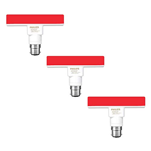 PHILIPS T-Bulb Rangoli B22 5-Watt LED Bulb (Red) – Pack of 3