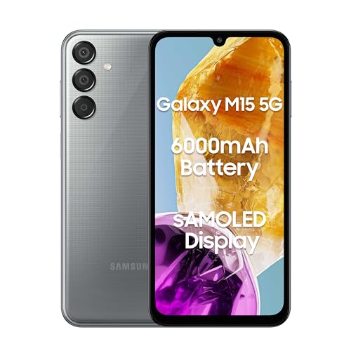 Samsung Galaxy M15 5G (Stone Grey,4GB RAM,128GB Storage)| 50MP Triple Cam| 6000mAh Battery| MediaTek Dimensity 6100+ | 4 Gen. OS Upgrade & 5 Year Security Update| Super AMOLED Display