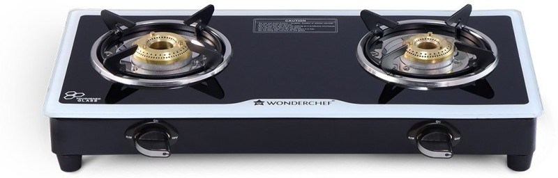 WONDERCHEF Platinum Glass Cooktop 2 Burner Glass Manual Gas Stove(2 Burners)
