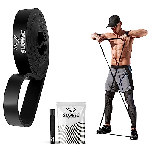 Slovic Black Resistance Bands for Workout for Men and Women (1 Year Warranty) Resistance Band Set & Exercise Band for Home Gym Fitness Pull Up Band & Toning Band 100% Natural and Unbreakable Rubber