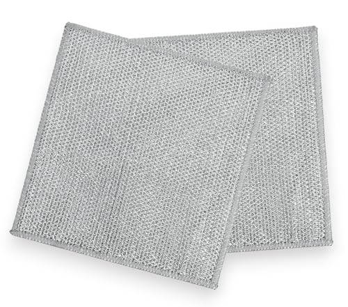 GLUN® Non-Scratch Wire Dish Cleaning Towel, 8×8 Inch Multipurpose Wire Dishwashing Rags for Wet and Dry Use, Scrubs & Cleans for Dishes, Stove Top and Tiles (Pack of 2)
