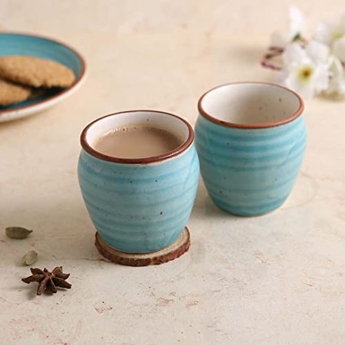 Wonderchef Teramo Stoneware Kullad – Blue, Set of 2