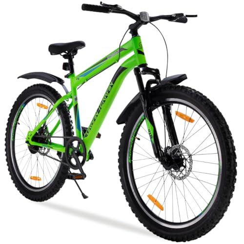 Urban Terrain Bolt Cycle/Bicycle MTB 26T Single Speed Bike with Front Suspension & Dual Disc Brake Cycle for Men/Boys Mountain Bike UT5000S26 | Ideal for 13+ Years, Green