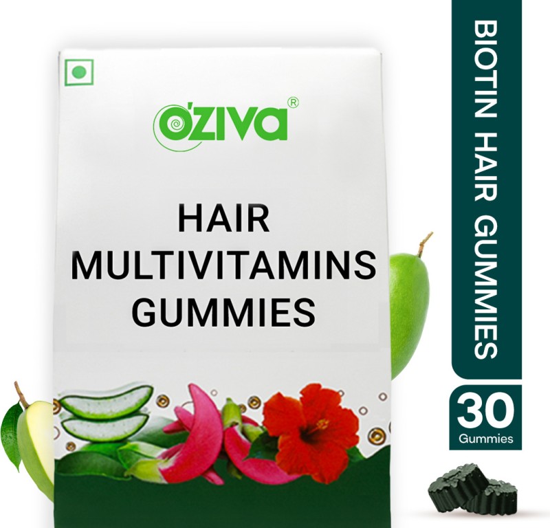 OZiva 5000 mcg Hair Multivitamins Gummies (Biotin,Keratin Builder)for Hairfall Control(30 No)
