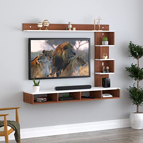 Anikaa Larisa Engineered Wood Wall Mount TV Unit/TV Stand/TV Cabinet/TV Entertainment Unit/Set Top Box Stand (Ideal for 43 Inch) (D.I.Y) (Walnut White)