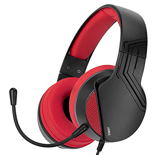 Nitho Janus Gaming Headset with Microphone, Over-Ear Stereo Headphones for Xbox Series X|S, Xbox One, PS5, PS4, Nintendo Switch, PC, Mobile, 3.5 mm Audio Jack, 40 mm Drivers – Red