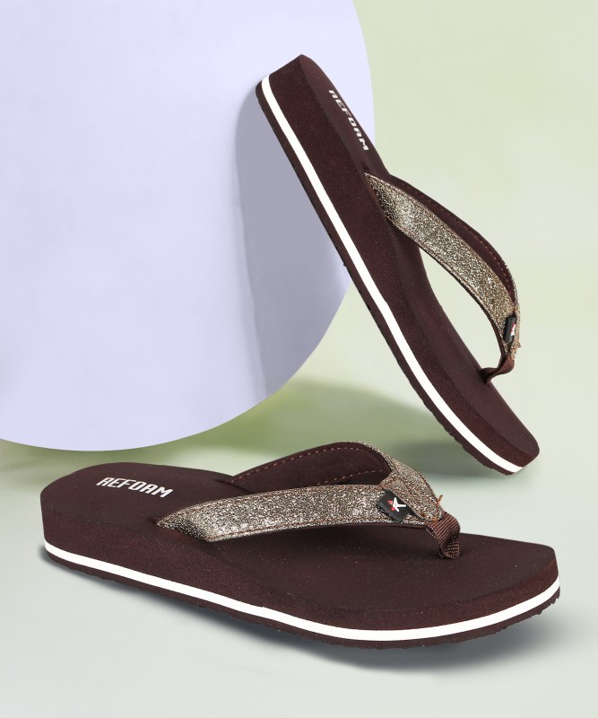 REFOAM Women GK-6(W) |Rubber| Slip-On | Solid | Casual | Lightweight | Outdoor Slippers(Brown , 6)