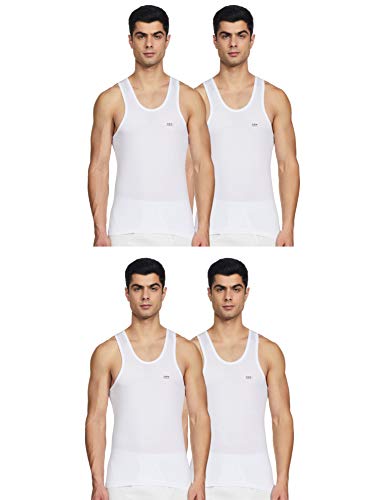LUX VENUS Men’s Cotton Vest (Pack of 4) (8904209873941_Venus_WH_RN_85_White)