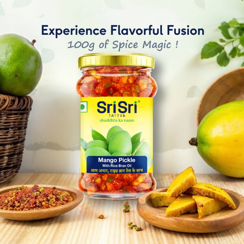 Sri Sri Tattva Mango Pickle with Rice Bran Oil 300 g | Mango Pickle(300 g)
