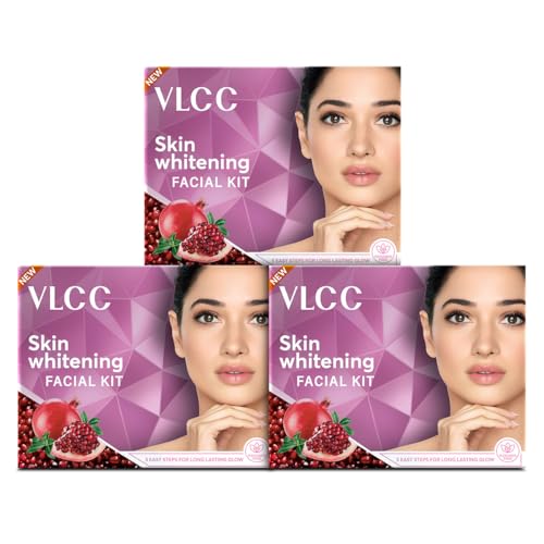 VLCC Skin Whitening Facial Kit – 25g X 3 (75g) (Pack of 3) | Pore Minimizing, Exfoliating and Brightening Skin | Helps Brighten Skin Tone | Even Complexion With Comfrey & Turmeric.