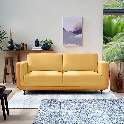 Sleepyhead Mojo – 3 Seater Dual Tone Luxury Sofa (Fabric, Trippy Yellow)