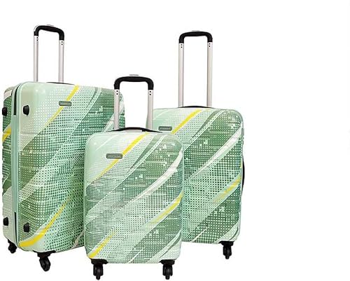 VIP Hard Body Polycarbonate Unbreakable 360 Rotation 4 Wheels New Printed Aristocrat Radiant Hard Body Luggage (Green, 56cm+67cm+78cm) Set of 3