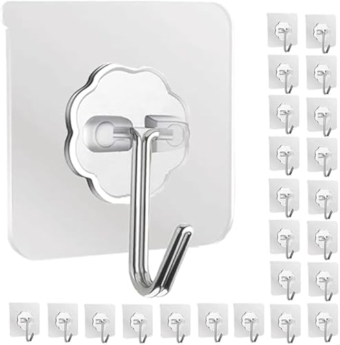 Perpetual Self Adhesive Wall Hooks for Hanging – Heavy Duty, Tansparent, Oilproof, Waterproof Hooks for Kitchen Wadrobe Hanging, Door, Outdoor Multipurpose Hooks (Pack of 20)