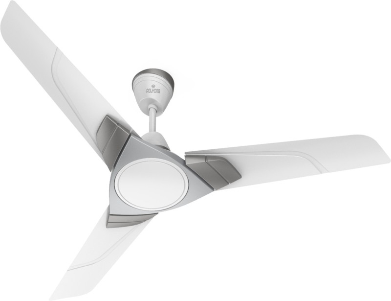 Polycab AEREO PLUS 1 Star 1200 mm Energy Saving 3 Blade Ceiling Fan(CLOUD GREY SILVER, Pack of 1)