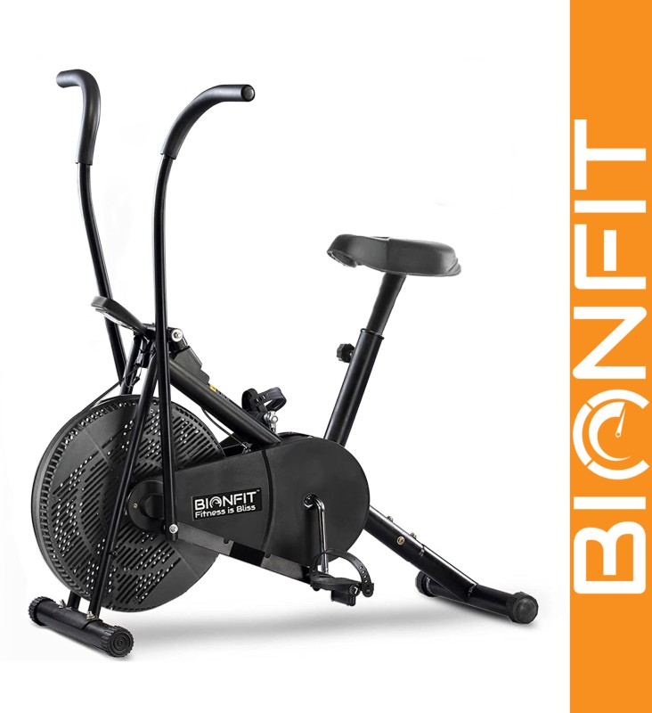 BIONFIT | Air Bike Exercise Cycle Moving Handle | Dual Action Dual-Action Stationary Exercise Bike(Black)